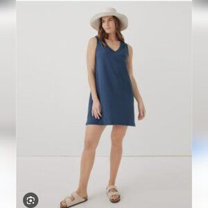 PACT | Organic Cotton Softspun A-Line Tank Dress V-Neck Blue Sz XL